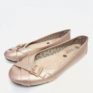 Harborsides Flats Ballet Flat Shoes Size 9 Metallic Rose Gold Wide Width​​